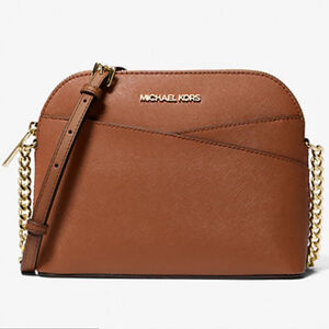 Michael Kors Brown Leather Dome Crossbody Bag NEW